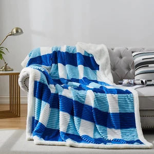 Sherpa Blanket Twin Plaid Thick Bed Blanket, 60”*80” Super Soft Flannel Fuzzy Fl - Picture 1 of 12