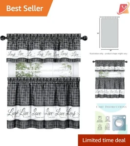 Café Curtain Set Polyester 36 in. L Rod Pocket Kitchen Plaid Assorted Colors - Picture 1 of 6