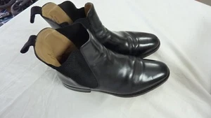 BLACK POLISHED LEATHER LOAKE 190B MADE IN ENGLAND CHELSEA ANKLE BOOTS UK 8.5 - Picture 1 of 8