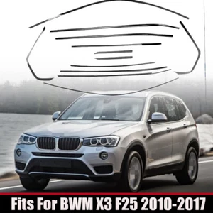 Fits For BWM X3 F25 2010-2017 Black Titanium Car Window Strip Cover Trim Kit - Picture 1 of 6