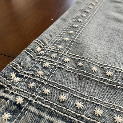 Jeans Liverpool Crop Acampanados Floral Bordado Talla 10/30 Bohemio Gitano Hippie Foto 1 de 4