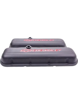 Proform Valve Cover Short Baffled Breather Hole Chevrolet Bowtie Logo (141-810) - Image 1 of 4