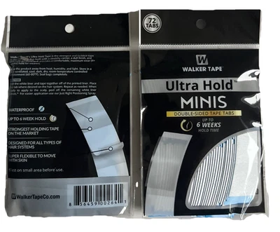 Walker Ultra Hold Tape Mini 72 Tabs Double Sided Tape for Wig,Toupee, Hairpiece.