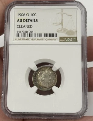 1906-O 25C BARBER SILVER QUARTER NGC AU DETAILS CLEANED #2306 TONED - Image 1 of 4