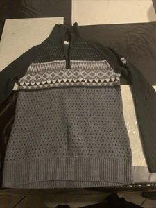 Maglione maglione donna L.L.BEAN collo zip grande grigio medio 100% lana merino - Foto 1 di 7