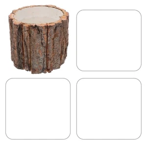 Natural Wood Flower Container Rustic Bark Design Planter Party Home Decor - Picture 1 of 12