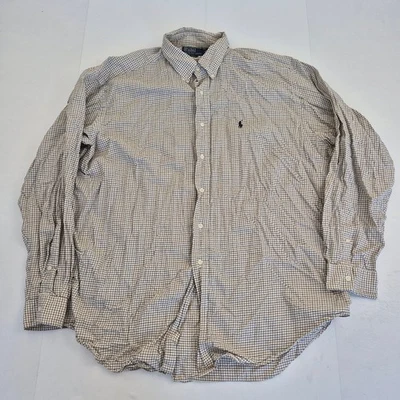 Camisa Ralph Lauren XL Beige Hombre Blake Check 100% Algodón Casual - Imagen 1 de 4