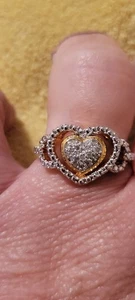 Bellissimo anello cuore bicolore oro e argento marcato CISS - Foto 1 di 6