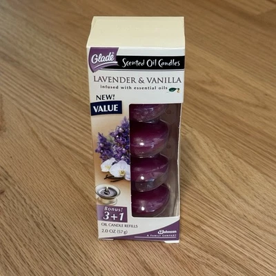 Glade Lavender Vanilla Scented Essential Oil Candle Pods Box Of 4 Refills - NOS - Image 1 of 4