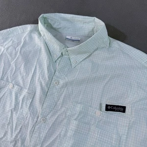 Columbia Shirt Mens 2XL Aqua Check Long Sleeve Button Down PFG Fisherman Vented - Picture 1 of 11