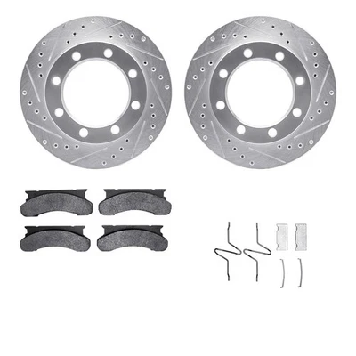 For Ford F-250 80-94 Drilled & Slotted Front Brake Kit w Optimum Pads Foto 1 de 3
