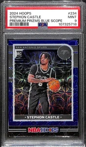 2024-25 Hoops Premium Prizms Blue Scope 234 Stephon Castle Rookie 59/99 PSA 9 - Picture 1 of 2