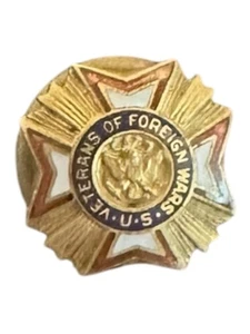 Insignia prendedor solapa miembro VFW veteranos de guerras extranjeras vintage sin espalda - Imagen 1 de 4