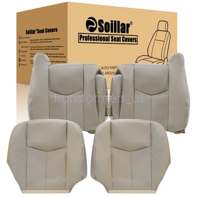 For 2003 2004 2005 2006 Chevy Tahoe Suburban Front Leather Seat Cover Light Tan - Image 1 of 4