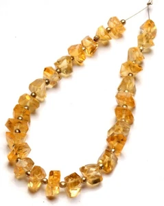 Natural Golden Citrine Gemstone 7 to 8 mm Size Faceted Nugget Shape Beads 7" - Picture 1 of 9