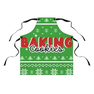 Christmas Apron Baking Cookies, Ugly Sweater Apron, Gift Exchange - Picture 1 of 4