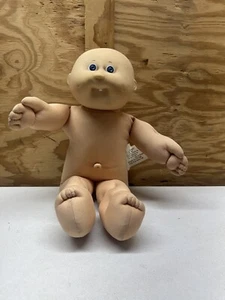 Vintage 80s Cabbage Patch Baby Boy Doll Bald Blue Eyes 1 Tooth Dimples - Picture 1 of 10