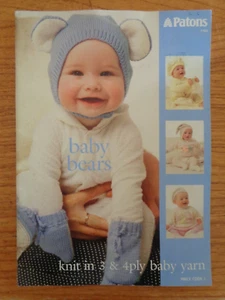 PATONS KNITTING PATTERN #1162 - BABY BEARS IN 3 & 4PLY BABY YARN - Picture 1 of 5