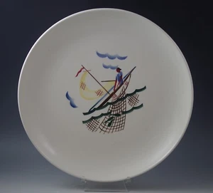 GUIDO ANDLOVITZ  SCI LAVENO ITALY BRINGING IN THE CATCH PLATTER 12" ART DECO - Picture 1 of 6