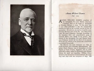 Springfield Fire Marine Insurance Presidente Alonzo Willard Damon Memorial 1924 - Imagen 1 de 2