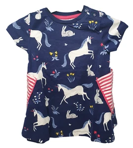 Ex Mini Boden Hotchpotch Navy Tunic Dress in Unicorn Design 2 - 12 yrs NEW - Picture 1 of 3
