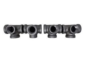 ROHRDEKOR 1/2" Eisen schwarz 4-Wege FPTx FPTxFPTxFPTxFPT Seitenauslass T-Stück Fitting 4 Stück OB - Bild 1 von 8
