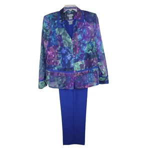Koret 3-piece Pants Set Royal Blue Women Size 12 Blouse, Top & Pants - Picture 1 of 22