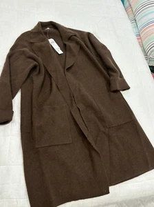 NWT The Cashmere Project Cashmere double knit overcoat~sz:M~Coffee bean Heather - Picture 1 of 3