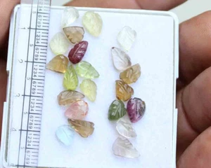 Natural Mix Carving Pear Leaf Shape Blue Carved Gemstone for Jewelry 13.80 Carat - Picture 1 of 3