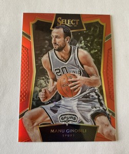 2015-16 Panini Select Red Prizm /149 Concourse Manu Ginobili #57 Spurs HOF 🏀