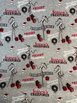 Nightmare Before Christmas Season's Creepings Gray Cotton Fabric  BTY 36" x 44" - Image 1 of 3