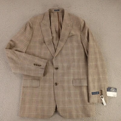 Chaqueta a Cuadros Príncipe de Gales L Blazer Marrón Lana Sin Forro Sin Estructura 44L NUEVO Foto 1 de 4