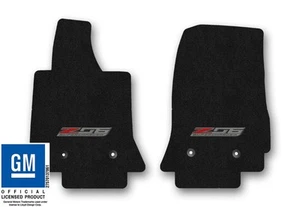 Corvette C7 Carpet Floor Mat 2pc Set with Z06 Super Charged Logo - Ebony/Jet - Picture 1 of 7