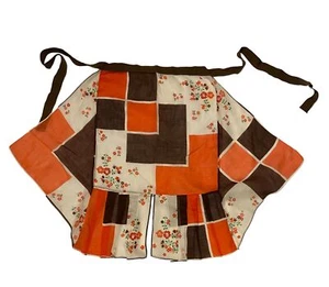 #5752 Womens Sheer Brown and Red Floral Half Apron - Picture 1 of 5