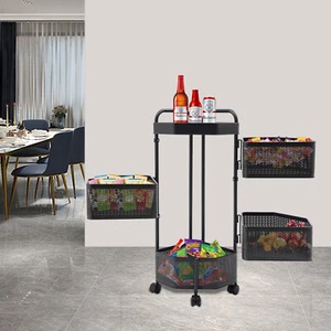 4-Tier Removable Rotating Storage Shelf Rolling Fruit Snack Grocery Basket Shelf - Picture 1 of 16