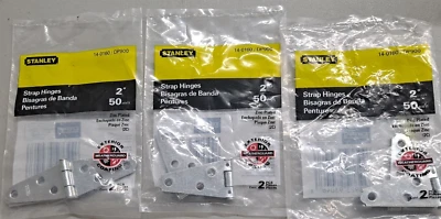 Juego de 3 bisagras de correa Stanley de 2" chapadas en zinc 14-0160/DP900 (total 6 bisagras) Foto 1 de 3