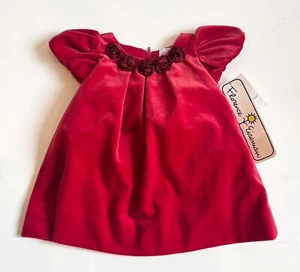 Toddler FLORENCE EISMAN Red Velvet Holiday Dress Silk Flowers NWT - Picture 1 of 6