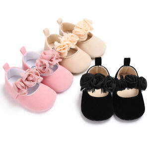 Newborn Baby Girl Floral Pram Shoes Infant First Shoes Toddler Dress Shoes 0-18M