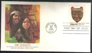 US. 1836. 15c. Tlingit Tribe, Indian Masks. Fleetwood FDC. 1980 - Picture 1 of 1