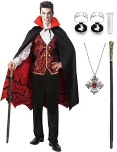 Oumbivil Vampire Costume for Men - Adult Gothic Cape Victorian Ruffle Shirt + XL - Picture 1 of 5