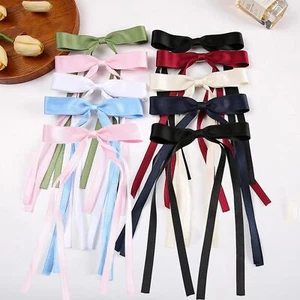 Bow Hair Clip Set 12 PCS Long Tail Ribbon Bow Hair Clips Ribbon Bow Hair Clip... - Picture 1 of 5