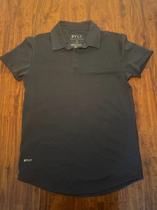 BYLT Premium Basics Drop Cut Stealth Polo Shirt Mens SZ Small Black Band Collar - Picture 1 of 6