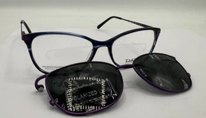 Takumi Eyeglasses Blue Purple Stripes W/ Magnetic Clip Lens TK 1183 50-16-135 NE - Picture 1 of 12