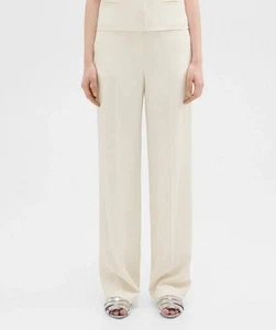 Pantaloni nuovi con etichette Theory vita alta gamba larga avorio ammiraglio strisce crepe carriera ufficio affari 4 - Foto 1 di 24