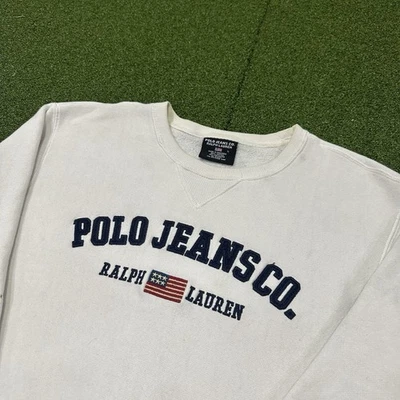 Polo Jeans Co Ralph Lauren Sudadera Para Hombre Mediana Cuello Redondo Bordada Manchada Foto 1 de 4
