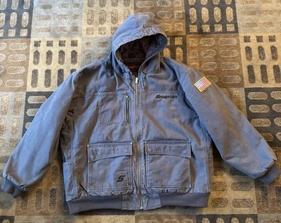 Chaqueta de trabajo vintage de lona con capucha Snap-On Tools - talla XXXL - denim gris Foto 1 de 4
