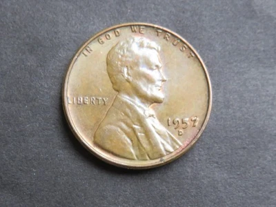 Circulated Error Die Chip 1957-D Lincoln Wheat Penny, as Shown - Image 1 of 4