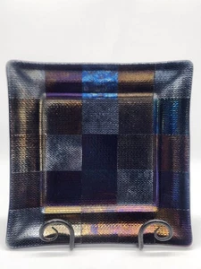 Bandeja de vidrio dicroico fundido Studio S Art diseño geométrico cuadrado de 9,5" - Imagen 1 de 10