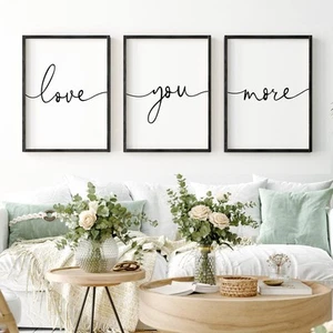 Love You More Sign Set of 3 Framed Above Bed Wall Decor Farmhouse Bedroom Dec... - Picture 1 of 9