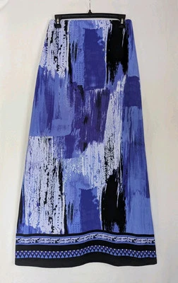 ECI Нью-Йорк длиной макси юбка женщин Sz S эластичной трикотажа тянуть на синий черный - Изображение 1 из 4